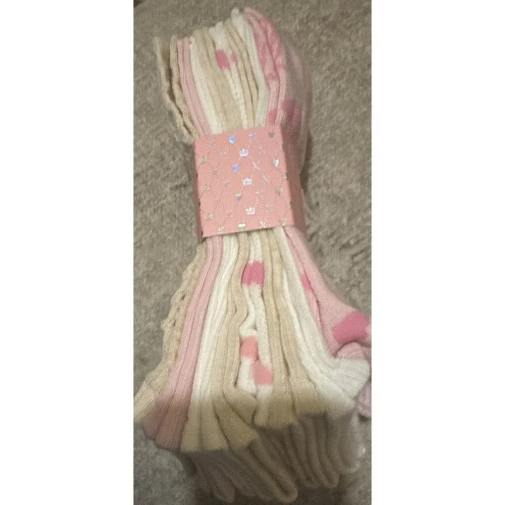 NWT Juicy Couture Pack Of 8 Pairs Of Quarter Socks - Shoe Sz 4-10 - Hearts